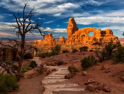Stone trail to visiting Arches National Park