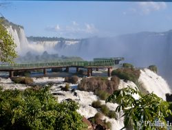 Observation deck with no people at Iguacu Falls