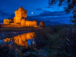 Killarney National Park night view of ross castle