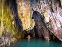 Puerto Princesa Subterranean River boating under the rugged cave